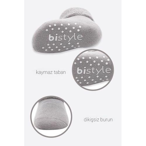 Bistyle Çemberli Kaymaz Havlu Soket Çorap 2'Li BS10503 İndigo Gri
