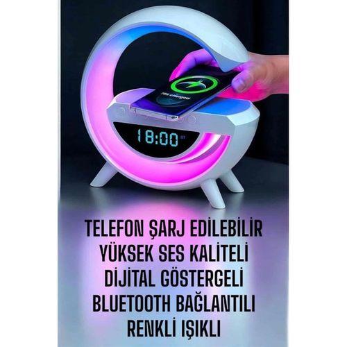 Bluetooth Hoparlör Dijital Göstergeli Wireless Şarj Rgb Işıklı