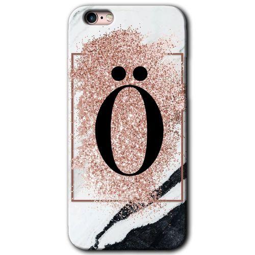 iPhone 6 Kılıf Kapak - Pembe Mermer Desenli Ö Harfi +Hayalet Ekran Yandan Gözükmez