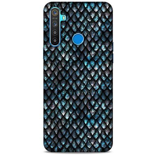 Oppo Realme 5i Kılıf Dragons (10) Full Koruma Kılıfı Ejderha Skin Mavi Beyaz