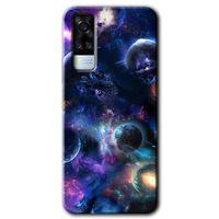 MRCİLETİSİM Vivo Y53s Kılıf HD Desen Baskılı Arka Kapak + Temperli Cam - Gezegen Karışımı