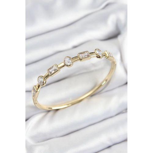 Pirinç Zirkon Taşlı Geometrik Model Model Gold Renk Kadın Kelepçe