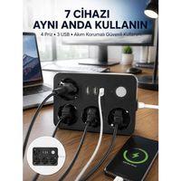 3 Usb Çıkışlı 4’lü Akıllı Priz 2500w 2 Metre Kablo
