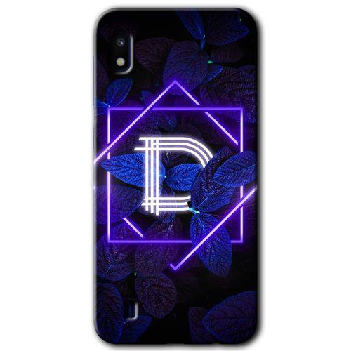 Samsung Galaxy A10 Kılıf Baskılı Kapak - Dark Neon Yaprak D Harfi +Tam Ekran Koruyucu