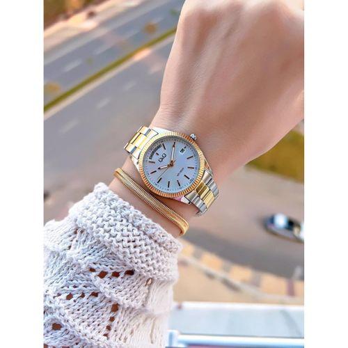 Q&Q Çelik Kordon 2 Yıl Garantili 3 Atm Suya Dayanıklı Kol Saati+Bileklik Hediyeli QQ.1002.A2