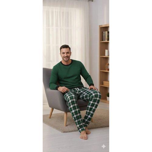 Pijalüx Tek Alt Ekose Kalın Poplin Ev Pantalonu