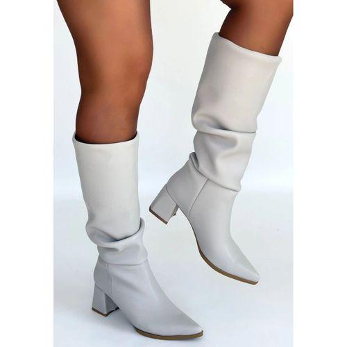 Pitay Bej Cilt Topuklu Çizme