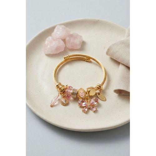Pembe Kelebek Model Charmlı Bileklik