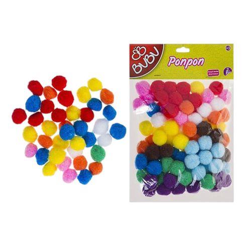 BU-BU 2 cm SİMLİ  PONPON KARMA  ( 50'li Poşet)
