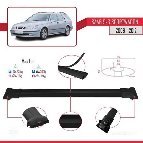 Saab 9-3 Sportwagon 2006-2012 Arası ile Uyumlu FLY Model Ara Atkı Tavan Barı SİYAH 3 ADET BAR