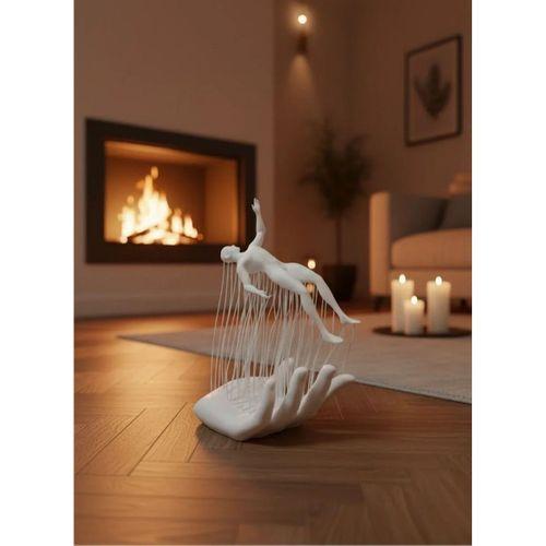 Dekoratif El Üzerinde İnsan Figürü Beyaz Minimal Sanatsal Biblo