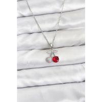 316L Çelik Zincir Gümüş Renk Kiraz Model Zirkon Taşlı Kadın Kolye