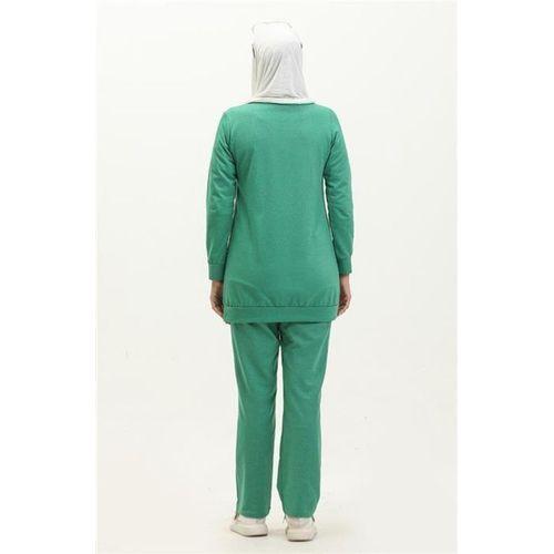 Fermuarlı İnci ve Taş Detaylı İkili Sade Basic Eşofman Spor Takımı - 03038.111 - Benetton Yeşil