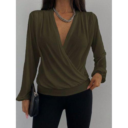 Kadın Uzun Kollu Kruvaze Yaka Sandy Bluz