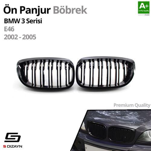 S-Dizayn Bmw 3 Serisi E46 Coupe Ön Panjur Böbrek Parlak Siyah Piano Black M3 Model 2002-2005