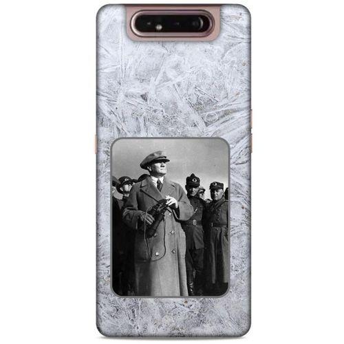 Samsung Galaxy A80 Kılıf Atatürk (33) Hybrid Kılıf Beyaz Tüyler