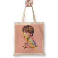 Bts Jimin Çiçekli Bez Çanta Uzun Saplı