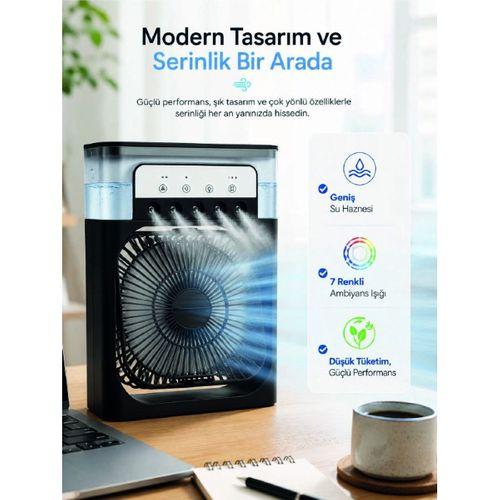 Masaüstü Püskürtmeli Serinletici Fan 5 Sisleme, 3 Fan Hızı, 7 Renk Ambiyans Işığı