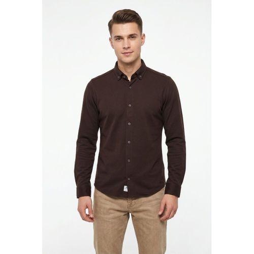 Erkek Spor Slim Fit Uzun Kol Petek Dokulu Gömlek BGL-ST05483