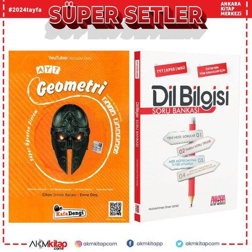 Kafa Dengi AYT Geometri Temel ve Orta Düzey ile AKM Dil Bilgisi Soru Bankası Seti 2 Kitap
