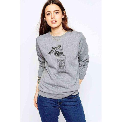 Jack D Baskılı Gri Kadın Sweatshirt