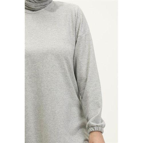 Yırtmaçlı Bisiklet Yaka Sade Basic Eşofman Spor İkili Takım - 03060.008 - Gri