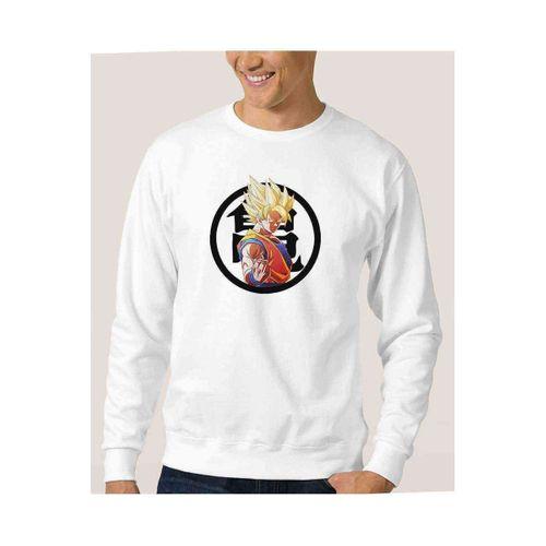 Anime Dragon Ball Baskılı Beyaz Erkek Sweatshirt