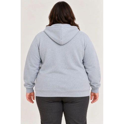 Battal Büyük Beden Üç İplik İçi Şardonlu Kapüşonlu Tam Fermuarlı Kışlık Sweatshirt - Gri