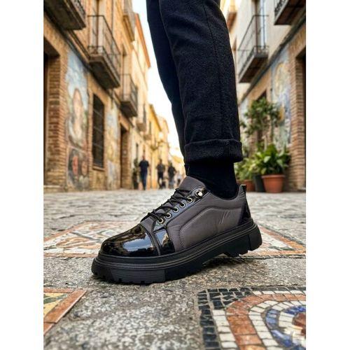 BA0245 Gri Rugan Paraşüt Detaylı Akıllı Lastik Bağcık Yüksek Taban Günlük Erkek Ayakkabı