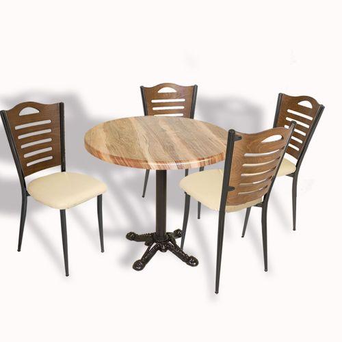 Dockers Çipa Döküm Ayak - Papelli Masa Takımı - Yuvarlak 90cm Çap (Werzalit, Wermodin ve Allzalit Tabla) - Indiana Wood-Krem