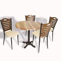 Dockers Çipa Döküm Ayak - Papelli Masa Takımı - Yuvarlak 90cm Çap (Werzalit, Wermodin ve Allzalit Tabla) - Indiana Wood-Krem