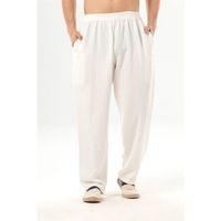 Beli Lastikli Yandan Çift Cepli Müslin Şalvar Pantolon Kırık Beyaz KrkByz