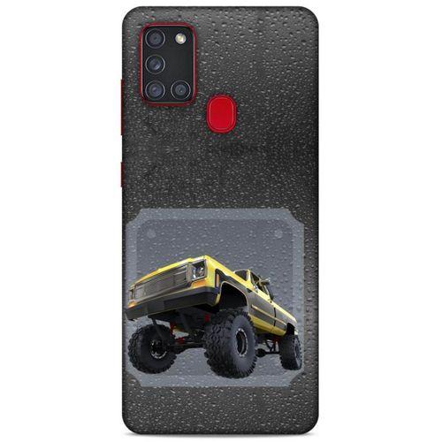 Lopard Samsung Galaxy A21s Uyumlu Kılıf PickUpX (22) Tam Koruma Kılıfı Sarı Siyah