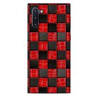 Samsung Galaxy Note 10 Kılıf Patchwork (47) Crystal Flex Kılıf Siyah Kırmızı