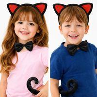 Kırmızı Kulaklı Kedi Kostüm Seti – Taç, Papyon, Kuyruk
