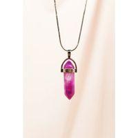 Pembe Akit Doğal Taşı Zincirli El Yapımı Tasarımlı Kolye Uç: 3,5 cm Zincir: 20 cm Kutulu