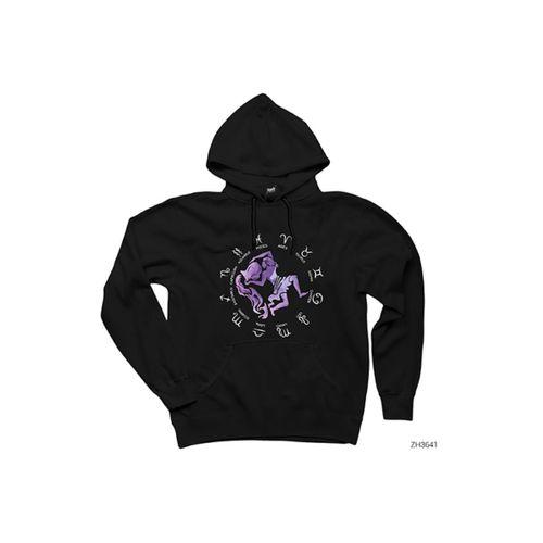 Kova Burcu Modern Siyah Kapşonlu Sweatshirt Hoodie