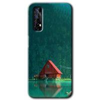 Realme 7 Kılıf Baskılı Kapak - House In Woods + 5D Tam Kaplayan Cam