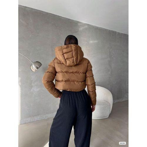 Kadın Kapüşon Detay Kısa şişme Mont