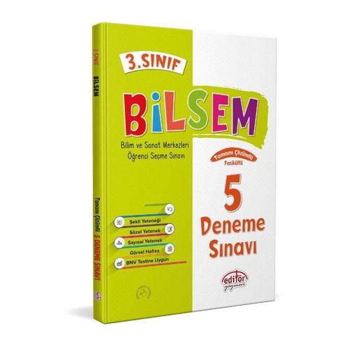 3. Sınıf BİLSEM Tamamı Çözümlü 5 Fasikül Deneme Sınavı Editör Yayınevi