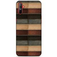 Oppo Realme C3 Kılıf Patchwork (20) Koruyucu Kılıf Bej Siyah