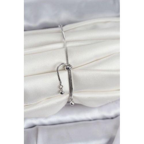 Gümüş Renk Zirkon Taşlı Sıralı Yonca Model Asansörlü Kadın Bileklik