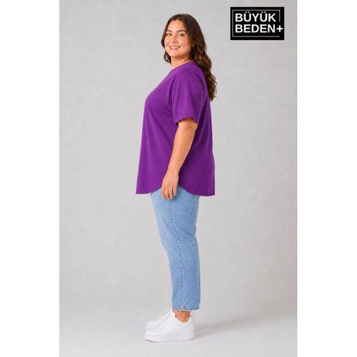 Süperlife Büyük Beden Kadın Bisiklet Yaka Basic Oval Etek Detalylı 3xl-6xl Uzun Tunik SPR26BTSK502