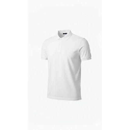 Erkek Pike Kumaş Düğmeli Yaka Regular Fit Günlük Kısa Kol Tişört T-shirt - Beyaz