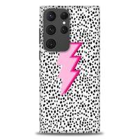 Samsung Galaxy S23 Ultra Kılıf HD Baskılı Kılıf - Pembe Şimşek + Tam Ekran Koruyucu