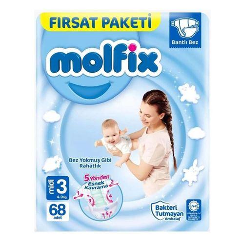 Çocuk Molfix Bebek Bezi Fırsat Paketi 3 Beden 4-9 Kg 68 Adet