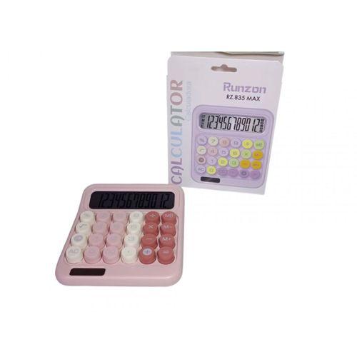 RUNZON PEMBE 12 HANE RENKLİ YUVARLAK TUŞ TAKIMI HESAP MAKİNESİ
