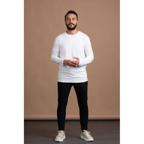 Regular Fit Bisiklet Yaka Rayon Kumaş Full Likralı Uzun Kol Sweatshirt