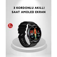 Amoled Ekranlı Akıllı Saat – 3 Kordon Seçenekli, Suya Dayanıklı, Kalp Atış Ve Uyku Takip Özellikli