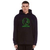 Arrow Baskılı Siyah Erkek Kapşonlu Sweatshirt